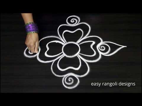 Beginners freehand rangoli kolam designs | simple muggulu without dots