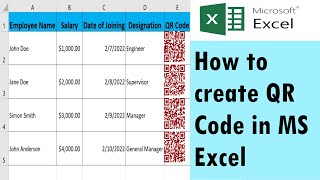 How to create a QR Code for selective data in MS Excel