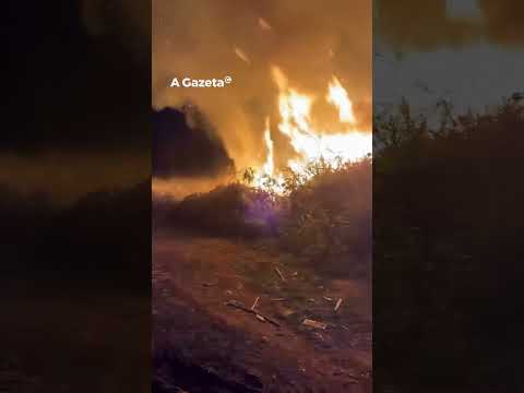 Incêndio em área de descarte na BR-101, em João Neiva (ES)
