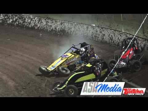 Wingless Sprints: Mick Santin and Trent Martin Crash - Lismore Speedway