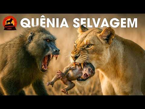 QUÊNIA | O confronto brutal entre um grupo de babuínos e um leão #animaisselvagens