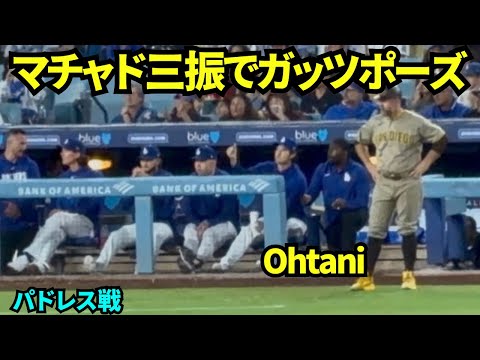 ベンチの大谷翔平&山本由伸!マチャド三振でガッツポーズする大谷! 【現地映像】2026年9月22日 ドジャースvsパドレス