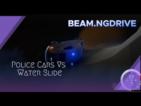 Police Cars VS Water Slides Parkour #7 -  Crash Beam - BeamNG Drive #beamngdrive