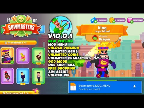 Bowmasters MOD APK V10.0.1 (MOD MENU) | LATEST VERSION | Unlock All Characters | UNLIMITED MONEY
