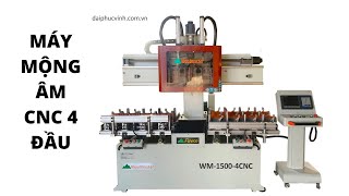 MÁY MỘNG ÂM CNC 4 ĐẦU WOODMASTER WM-1500-4CNC. Gia công mộng hàng loạt cho hàng xuất khẩu.