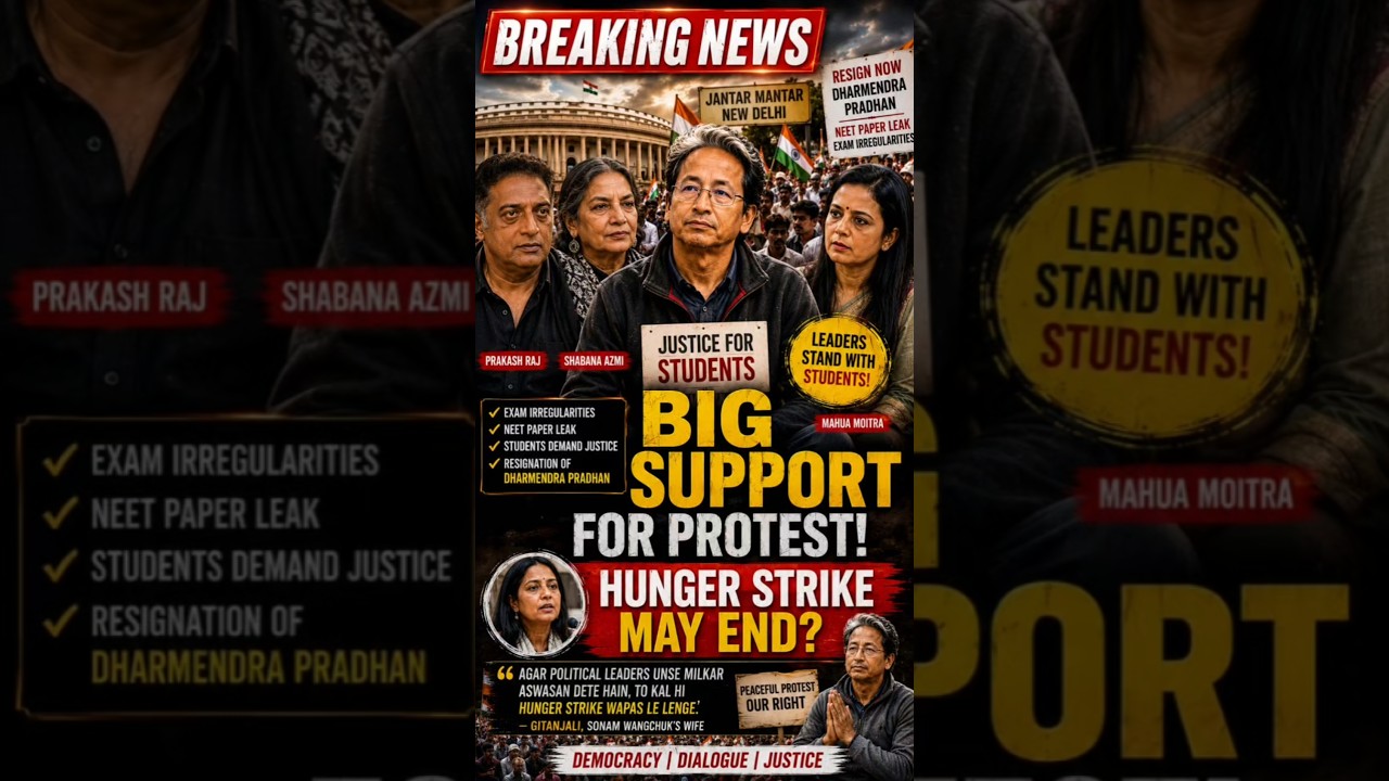 🚨 Sonam Wangchuk Protest Update | Prakash Raj, Shabana Azmi & Mahua Moitra Extend Support 🇮🇳#shorts