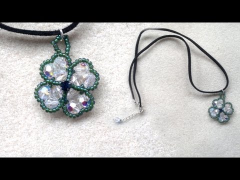 4-leaf clover pendant made with 6mm round swarovski AB...