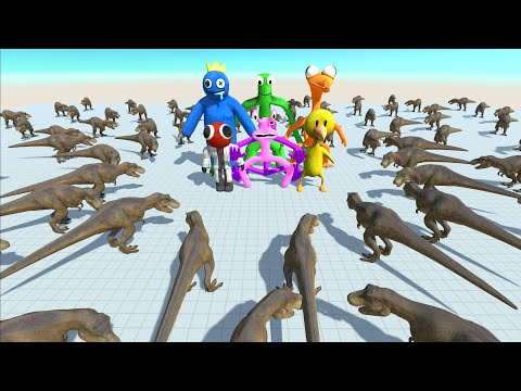 Rainbow Friends Attack 99 Rery T-rex | Who Is The Winner - Animal Revolt Battle Simulator