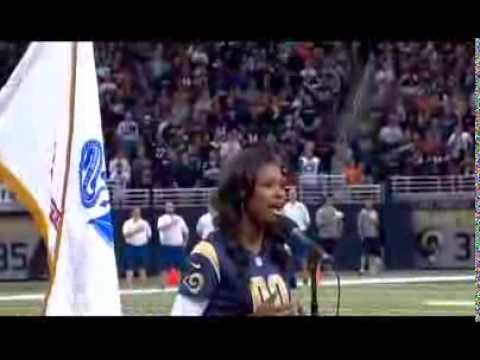 Coco Jones Performing The National Anthem at the St. Louis Rams Game - 11/24/13