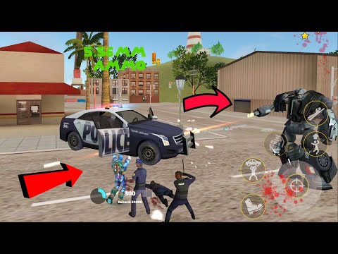 Rope Hero: Vice Town (Rope Hero Throw Car on Police Car Robot) Robot Car BOOOM - Android Gameplay HD