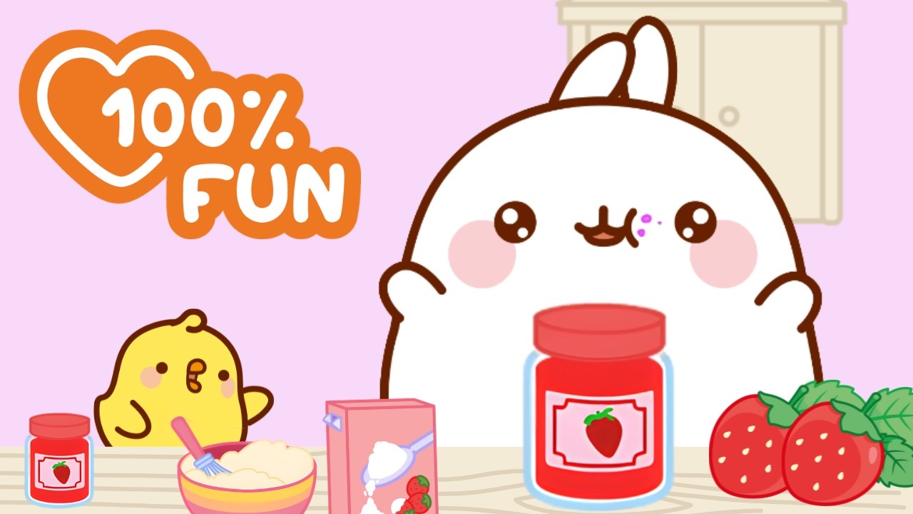 Homemade Strawberry Jam with Molang 🍓 Cute Cooking Moments