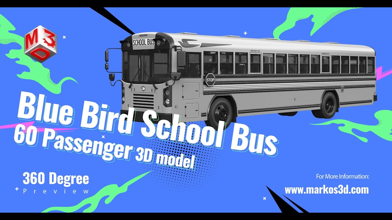 Blue Bird School Bus - 60 Passenger 3D Model