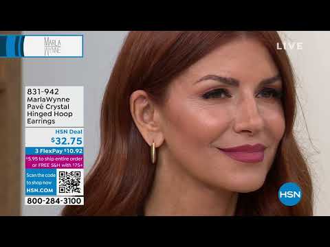 MarlaWynne Pav Crystal Hinged Hoop Earrings