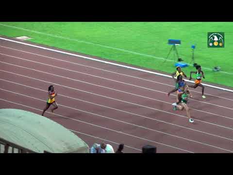 Charlize Eilerd wins Heat 2 of the Girls' 100m at the 14th CAA U18 & U20 African Championships
