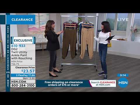 DG2 by Diane Gilman Twill Utility Ankle Pant with Ruching