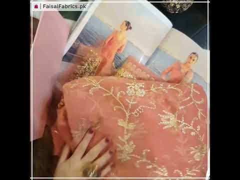 MUSHQ Monsoon Wedding Unstitched Luxury Chiffon 3Pc Suit - CORAL ALMOND