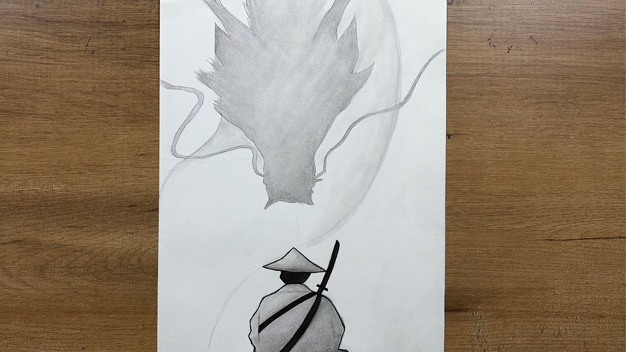 How to Draw a Samurai and Dragon Step by Step | Epic Fantasy Drawing Tutorial