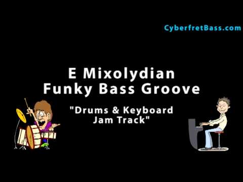 Funky Bass Groove in E Mixolydian - Drum & Keyboard Jam Track