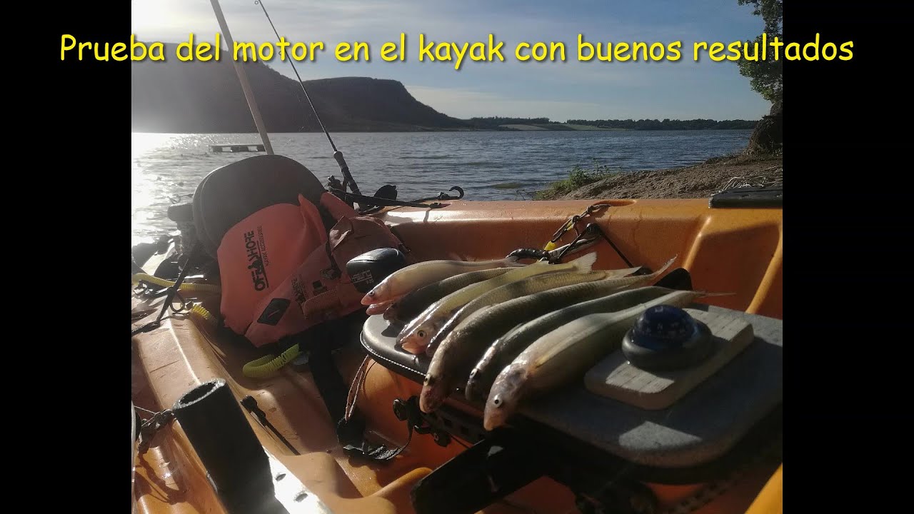 Kayak Escualo, prueba de motor pescando pejerreyes en Laguna La Brava