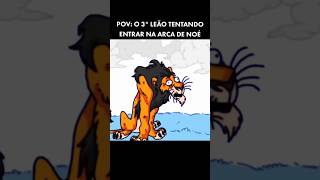 Esse Leão até tentou, mas Noé foi ligeiro... #humor #memes #biblia