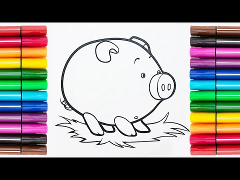 Pink pig 🎀 Coloring and drawing together