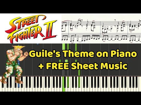 Guile's Theme - Street Fighter 2 on Piano Tutorial + FREE Sheet Music (Score Transcription PDF )