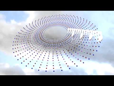 Spiral version of Sonified Pendulum Wave - rhythms start 52, harmonics 1 to 16 - Bounce Metronome