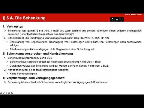 Examenskurs Schuldrecht BT – Folge 19 (Schenkung, Leihe, Verwahrung, Werkvertrag)