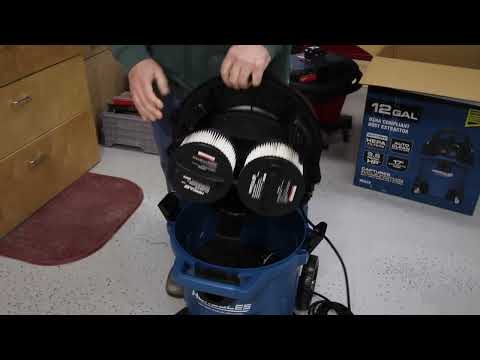 Hercules 12 gallon OSHA compliant dust extractor 58966 unboxing HD 1080p