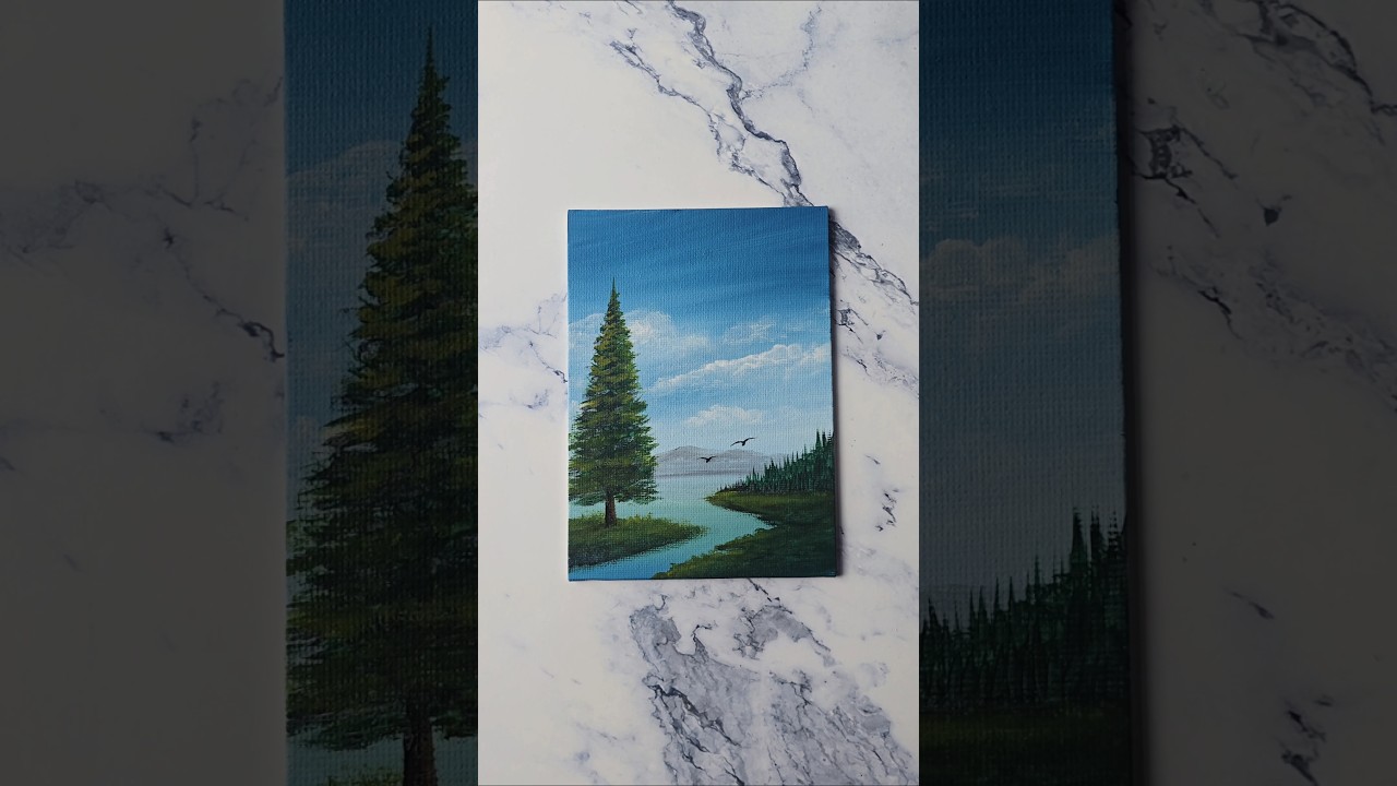 simple landscape scenery painting idea for beginners / acrylic painting