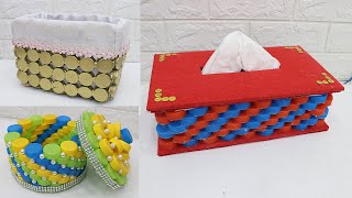3 Plastic bottle caps recycle ideas | Storage box diy ideas