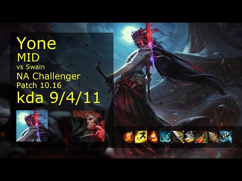 Yone Mid vs Swain - NA Challenger 9/4/11 Patch 10.16 Gameplay