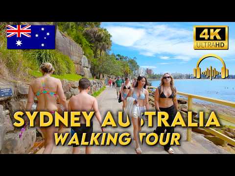 WALKING TOUR SYDNEY AUSTRALIA | Exploring The Best Parts of Manly Beach | 4KUHD | Binaural 🎧