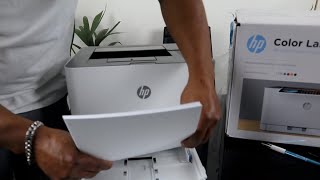 HP COLOR LASER 150NM WIRELESS PRINTER HOW TO LOAD PAPER  ON THE TRAY AND PRINT YOUR DOCUMENT
