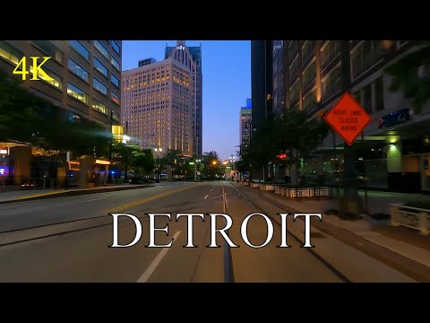 Detroit 4K - Sunrise Drive - USA