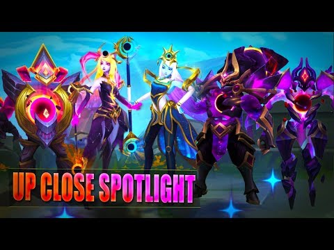 ALL 8 NEW SKINS UP CLOSE Spotlight - Cosmic Lux & Malphite Mordekaiser Xerath & Talon Taric Twitch