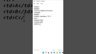 table in html only 30sec||#shorts ||#coding||#programming
