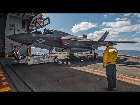 U.S. Marine Corps • Next-Gen F-35B Lightning II Launches from High-Tech Amphibious Assault Ship