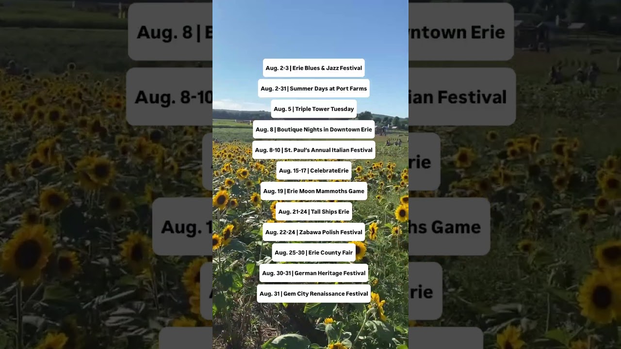 August events in Erie County, PA #eriepa #august #eriepennsylvania #events