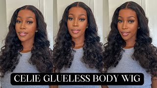 BEGINNER FRIENDLY | NO GLUE, PRE CUT LACE, PRE PLUCKED GLUELESS WIG | CELIE HAIR REVIEW