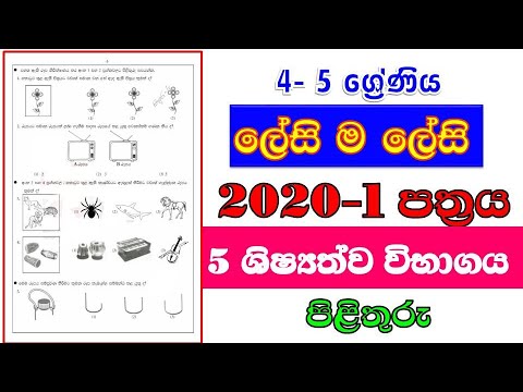 2020 ශිෂ්‍යත්ව විභාගය  1 පත්‍රයට පිළිතුරු | 2020  Scholarship Exam | Answer 1st Paper | Grade 5