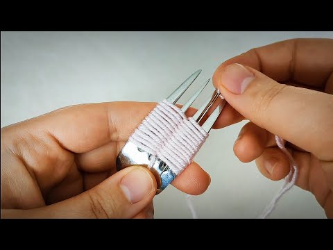 Super Easy Woolen Flower Making Trick with Fork - Hand Embroidery Designs - Amazing Trick -DIY Craft