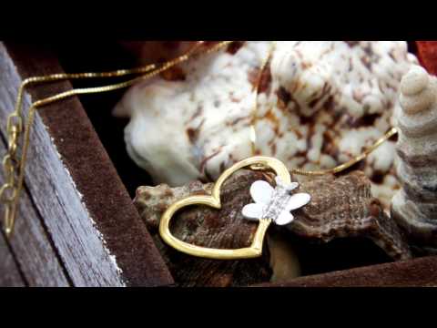 TELEIOS LUXE 18K GOLD 0.03 CT DIAMONDS HEART BUTTERFLY NECKLACE - TL0000154