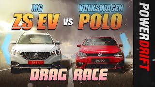 MG ZS EV vs Volkswagen Polo GT TSI | Drag Race | PowerDrift