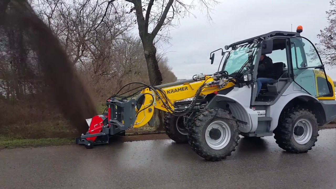 PTH MCB verge cutter in use with Kramer wheel loader