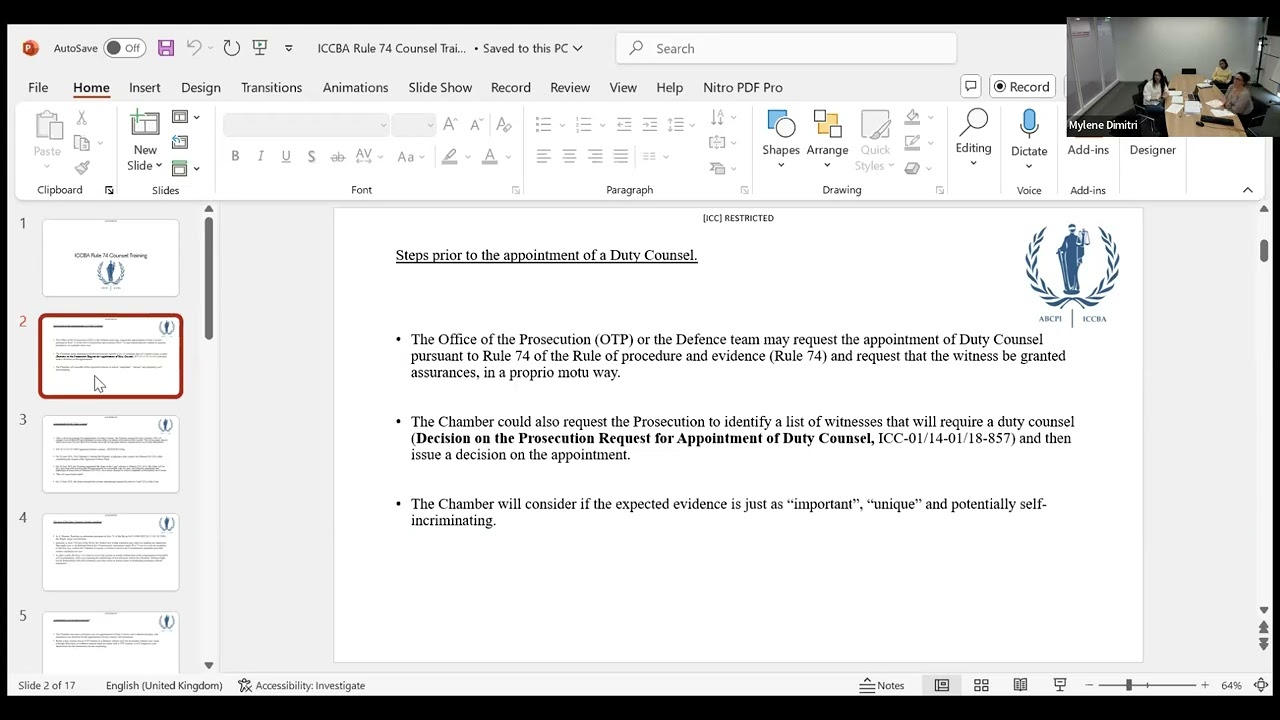 Rule 74 Counsel Training - April 2025 - English