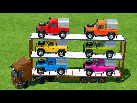 TRANSPORT RANGE ROVER OFF-ROAD CARS WITH MERCEDES BENZ TRUCK - Farming Simulator 22