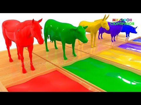 Животные для детей | Учим Домашних Животных | 3Д Анимация | Учим Цвета с 3Д Животными для малышей