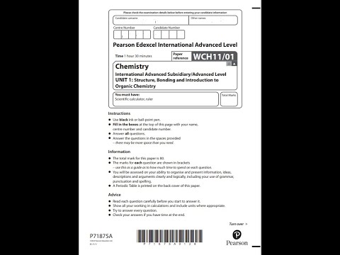 Edexcel AS levels chem unit 1 oct 2022