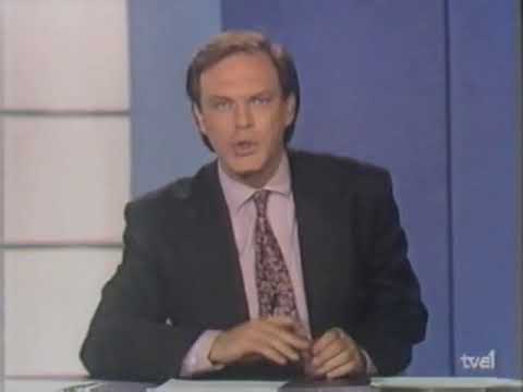 TVE-1. 1990. Fragmento de un "Telediario 1" (con Pedro Piqueras)